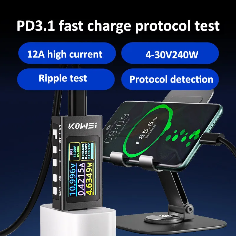 KWS-X1 Tester typu C Cyfrowy a – Power Supply Tester recenzja i cena